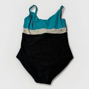 Ballet One Piece Swimsuit Women’s Size 38DD Underwire Bra Blue Black White